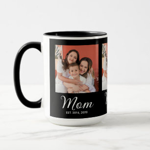 Mum Established Script Black 3 Photo Coffee Mug