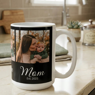 Mum Established Script Black 3 Photo Coffee Mug