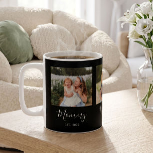 Mum Established Script Black 3 Photo Coffee Mug