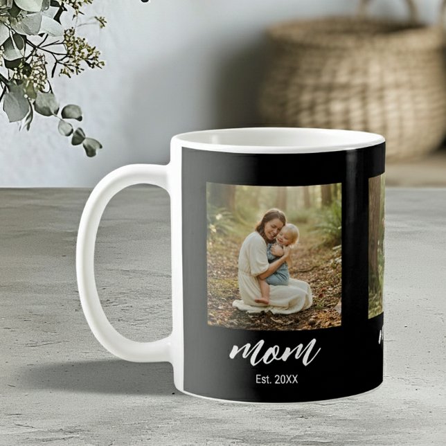 Mum Established Script Black 3 Photo Coffee Mug (Creator Uploaded)