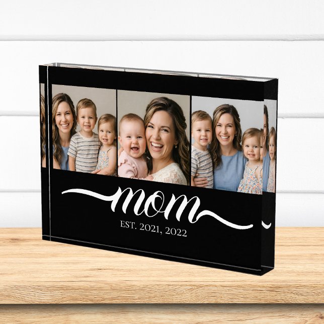 Mum Established Script Black 3 Photo Collage Block (Creator Uploaded)