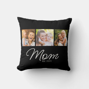 Mum Established Script Black 3 Photo Cushion