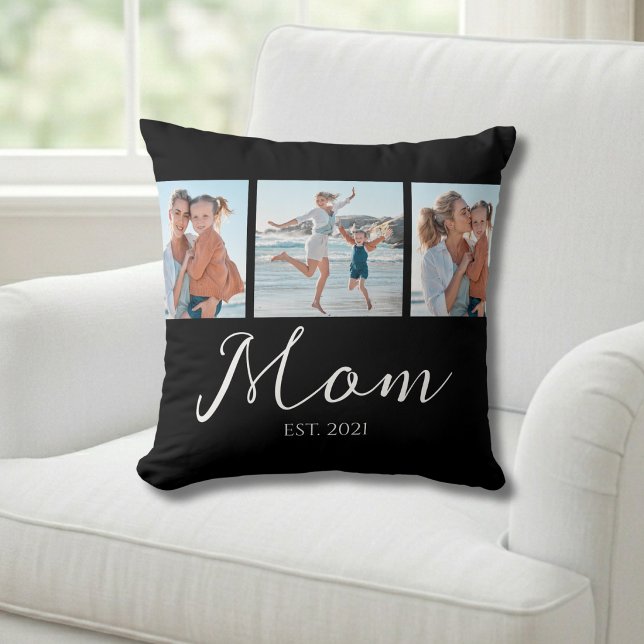 Mum Established Script Black 3 Photo Cushion (Creator Uploaded)