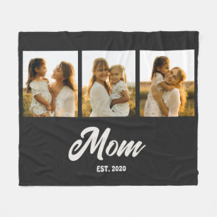 Mum Established Script Black 3 Photo Fleece Blanket