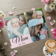 Mum Established Script Black 3 Photo Gift