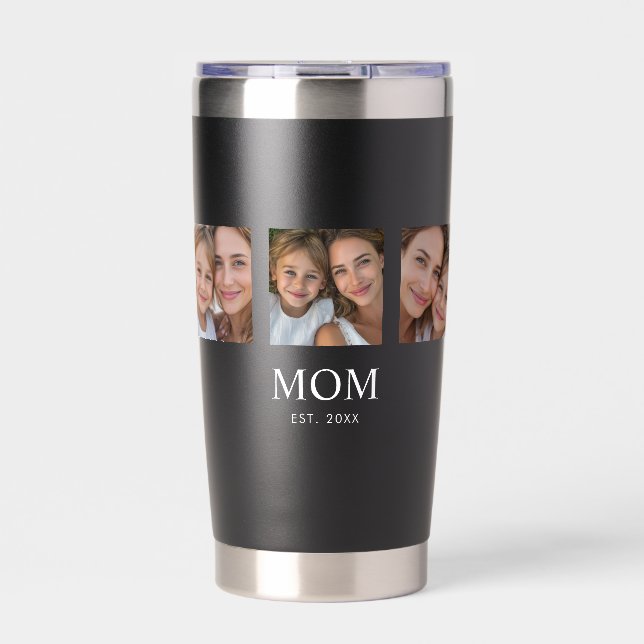 Mum Established Script Black 3 Photo Insulated Tumbler (Front)