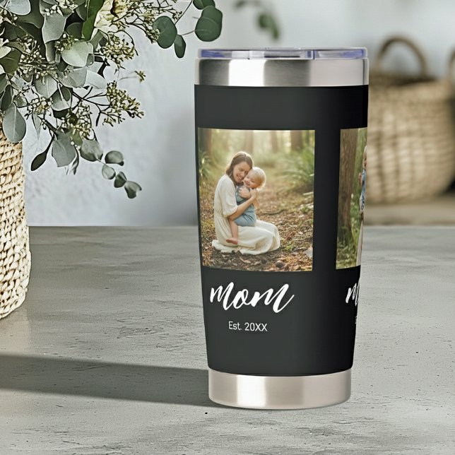 Mum Established Script Black 3 Photo Insulated Tumbler (Creator Uploaded)