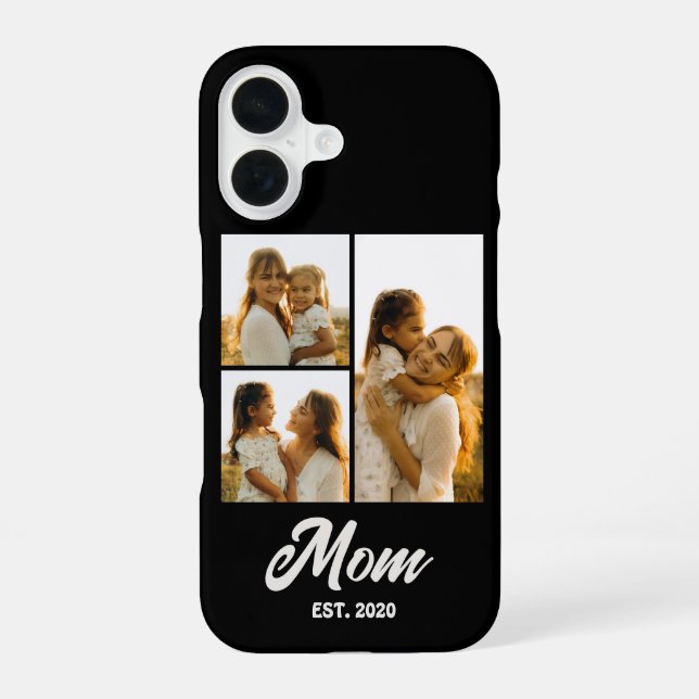Mum Established Script Black 3 Photo iPhone 16 Case (Back)
