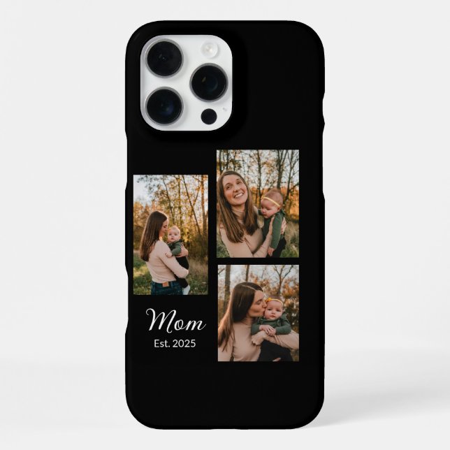 Mum Established Script Black 3 Photo iPhone Case (Back)