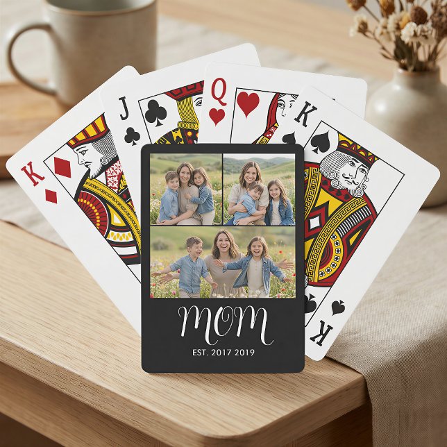 Mum Established Script Black 3 Photo Playing Cards (Creator Uploaded)