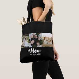 Mum Established Script Black 3 Photo Tote Bag