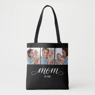 Mum Established Script Black 3 Photo Tote Bag