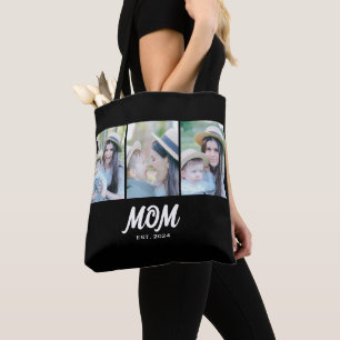 Mum Established Script Black 3 Photo Tote Bag