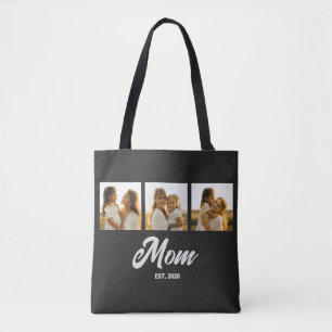 Mum Established Script Black 3 Photo Tote Bag