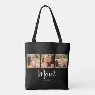 Mum Established Script Black 3 Photo Tote Bag