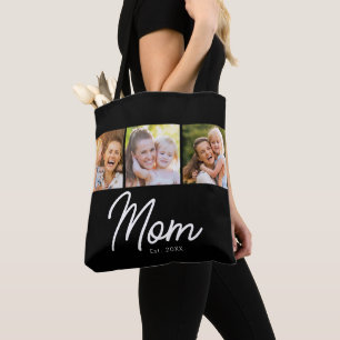 Mum Established Script Black 3 Photo Tote Bag