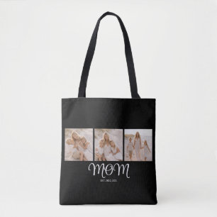 Mum Established Script Black 3 Photo Tote Bag