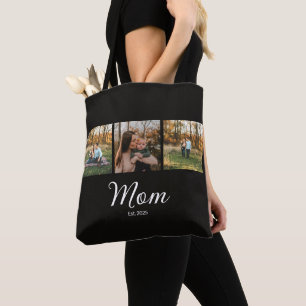 Mum Established Script Black 3 Photo Tote Bag