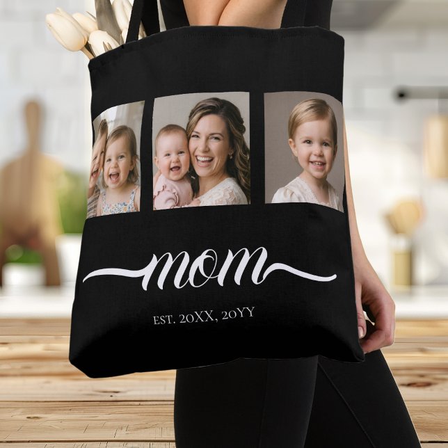 Mum Established Script Black 3 Photo Tote Bag (Creator Uploaded)