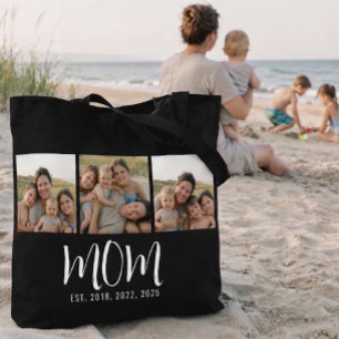 Mum Established Script Black 3 Photo Tote Bag