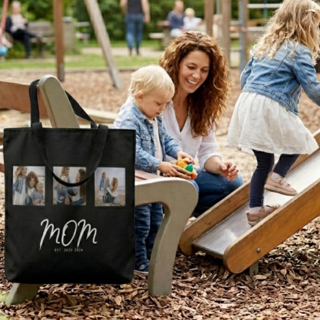 Mum Established Script Black 3 Photo Tote Bag (Creator Uploaded)
