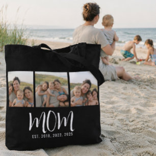 Mum Established Script Black 3 Photo Tote Bag
