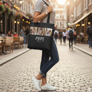 Mum Established Script Black 3 Photo Tote Bag