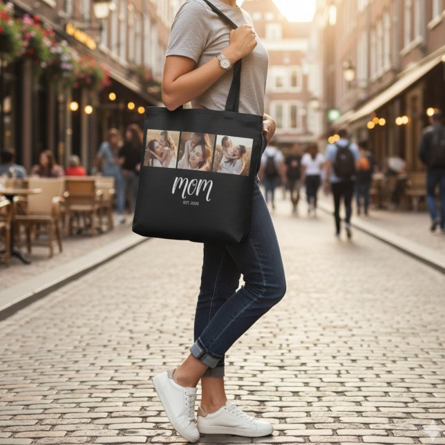 Mum Established Script Black 3 Photo Tote Bag (Creator Uploaded)