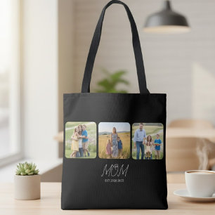 Mum Established Script Black 3 Photo Tote Bag