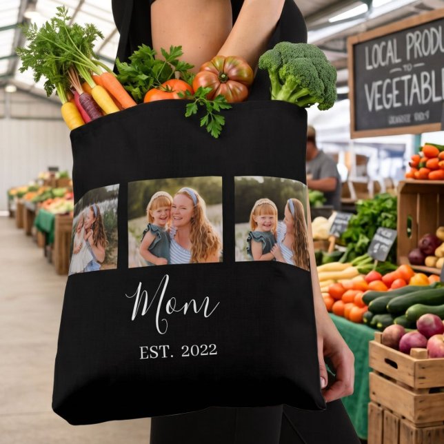 Mum Established Script Black 3 Photo Tote Bag (Creator Uploaded)