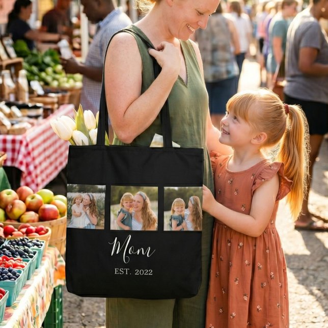 Mum Established Script Black 3 Photo Tote Bag (Creator Uploaded)