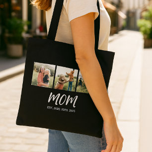 Mum Established Script Black 3 Photo Tote Bag