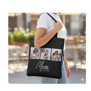 Mum Established Script Black 3 Photo Tote Bag