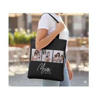Mum Established Script Black 3 Photo Tote Bag
