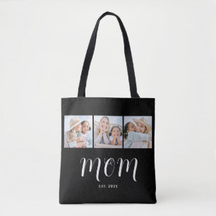 Mum Established Script Black 3 Photo Tote Bag