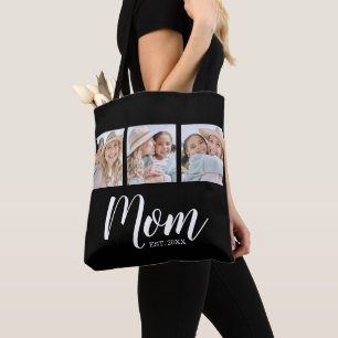 Mum Established Script Black 3 Photo Tote Bag