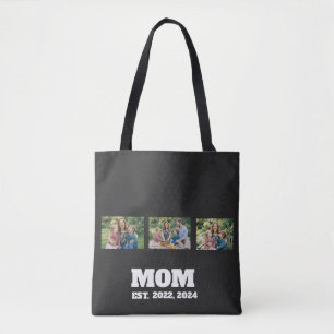Mum Established Script Black 3 Photo Tote Bag