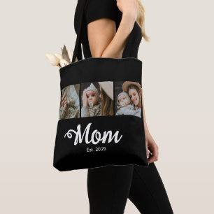 Mum Established Script Black 3 Photo Tote Bag