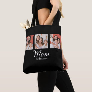 Mum Established Script Black 3 Photo Tote Bag