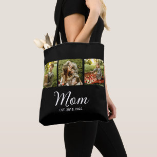 Mum Established Script Black 3 Photo Tote Bag