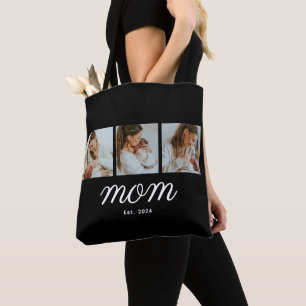 Mum Established Script Black 3 Photo Tote Bag