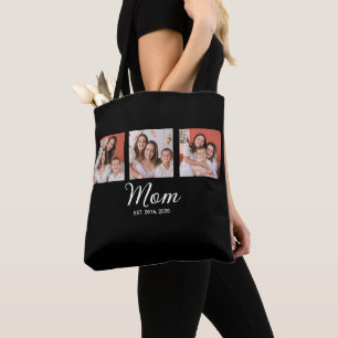 Mum Established Script Black 3 Photo Tote Bag