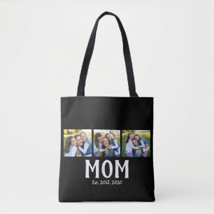 Mum Established Script Black 3 Photo Tote Bag