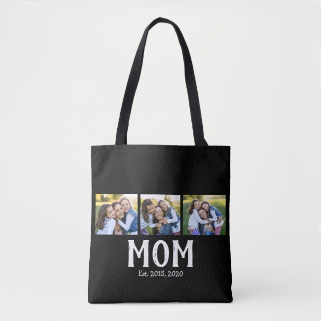 Mum Established Script Black 3 Photo Tote Bag (Front)