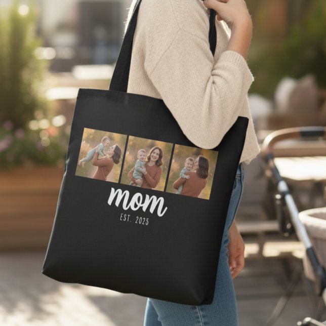 Mum Established Script Black 3 Photos Tote Bag (Creator Uploaded)