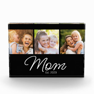 Mum Established Script Black 3 Picture Photo Block