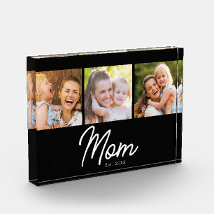Mum Established Script Black 3 Picture Photo Block