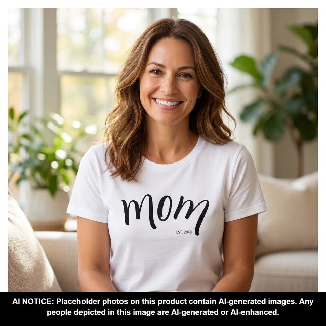 Mum Established Script Black Custom Year New Mama T-Shirt (Creator Uploaded)