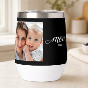 Mum Established Script Black Photo