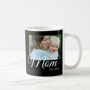 Mum Established Script Black Photo  Coffee Mug